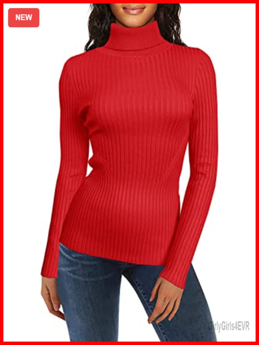Women's Turtleneck Ribbed Sweater – Knit Pullover, Slim Fit, Stretchy Long